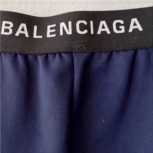 BALENCIAGA Demna Dark Blue Front Seam Logo Band Dual Zip Legging Pant 34 - Picture 13 of 15